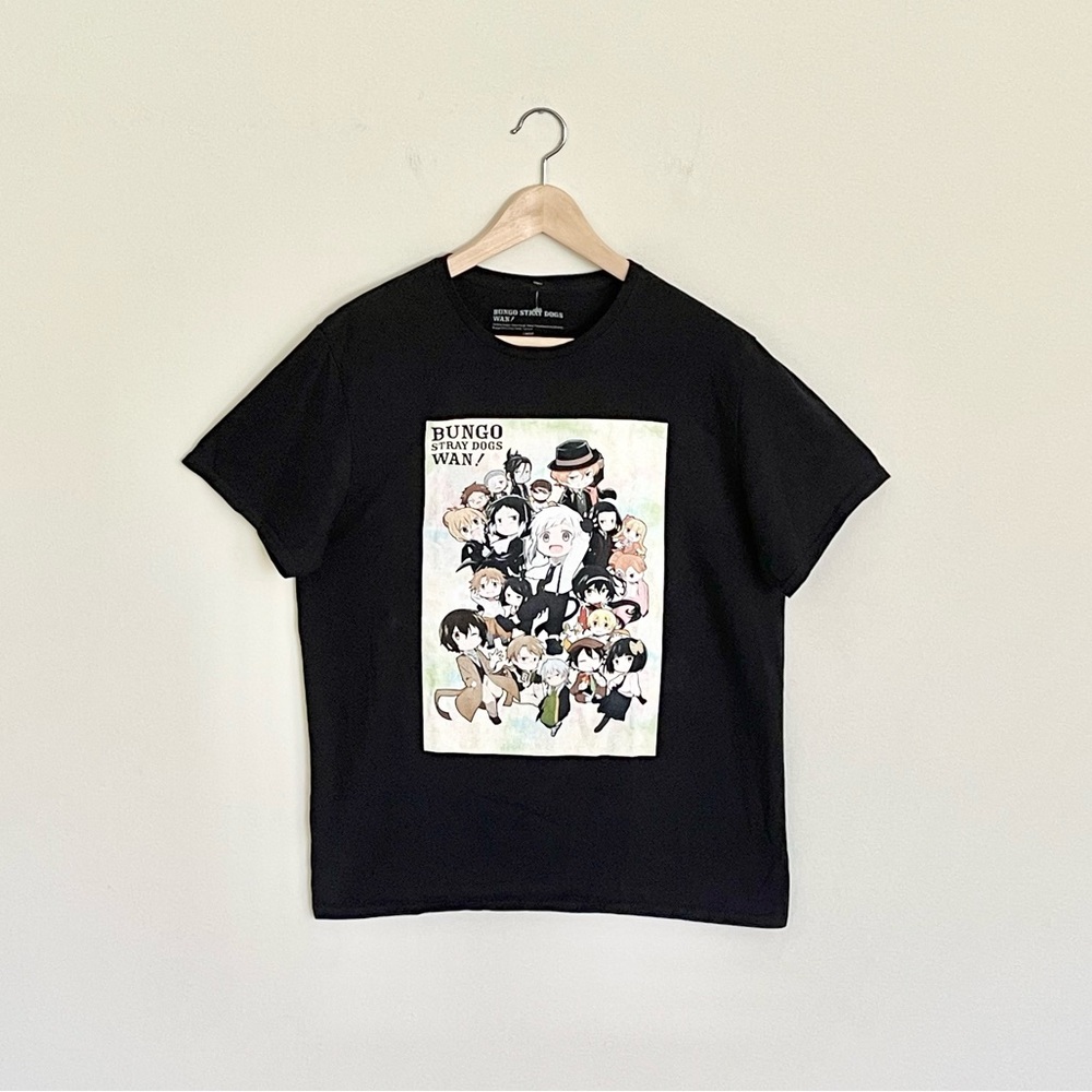 NEW Bungo Stray Dogs Wan! Chibi Group Anime Black T Shirt Adult Large